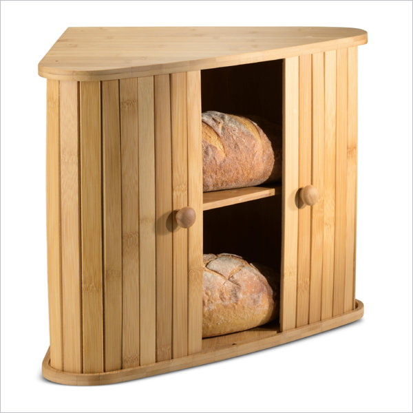 Loon Peak Bread Box Bamboo Bread Holder Corner Bread Keeper Storage Box, Fully Assembled